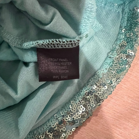INC Sequin Teal Aqua Racerback Tank Size Medium - Picture 5 of 12